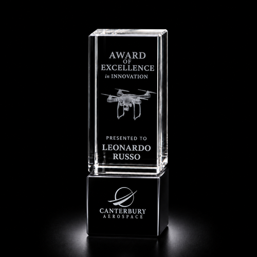 3D Crystal Oakley Sable Award | Custom Laser Etched & Engraved Glass | Personalized Corporate Employee Recognition Appreciation Trophy