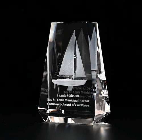 3D Crystal Aspen Award | Custom Laser Etched & Engraved Glass | Personalized Corporate Employee Recognition Appreciation Trophy