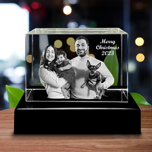 Personalized 3D Engraved Crystal Rectangle Cube Block Pic Personalized 3D Custom Glass Laser Etched & Engraved Crystal Cube Block Photo Picture Image Keepsake.
