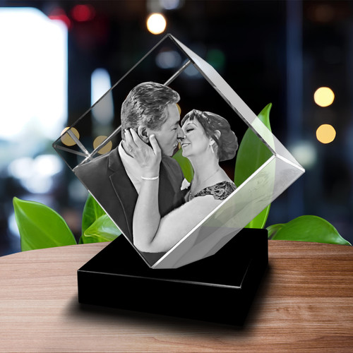 Personalized 3D Engraved Crystal Diamond Jewel Cube Pic Personalized 3D Custom Glass Laser Etched & Engraved Crystal Cube Block Photo Picture Image Keepsake.