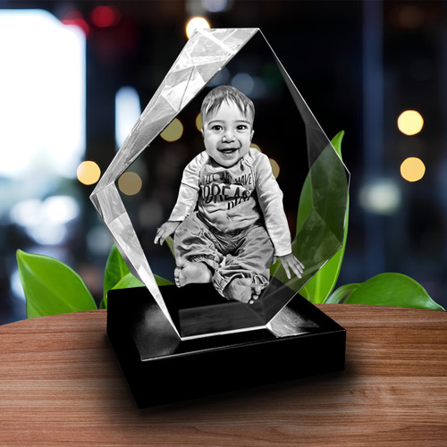 Personalized 3D Engraved Crystal Prestige Iceberg Pic Personalized 3D Custom Glass Laser Etched & Engraved Crystal Cube Block Photo Picture Image Keepsake.