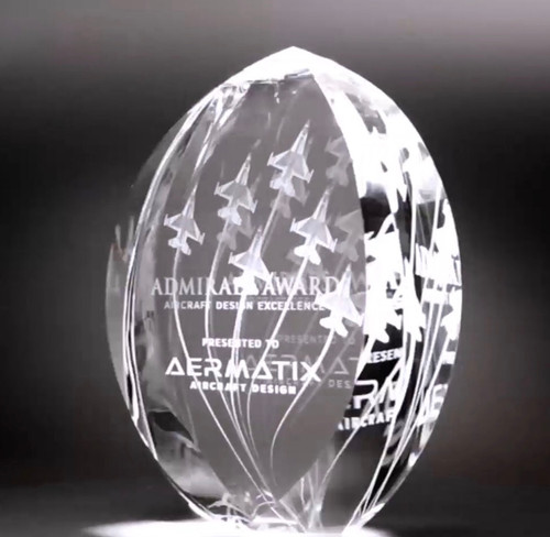 3D Crystal Blaisdale Award | Custom Laser Etched & Engraved Glass | Personalized Corporate Employee Recognition Appreciation Trophy