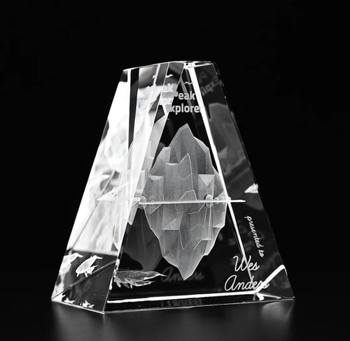 3D Crystal Avondale Award | Custom Laser Etched & Engraved Glass | Personalized Corporate Employee Recognition Appreciation Trophy