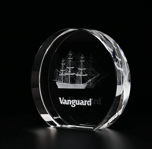 3D Crystal Circlet Award | Custom Laser Etched & Engraved Glass | Personalized Corporate Employee Recognition Appreciation Trophy