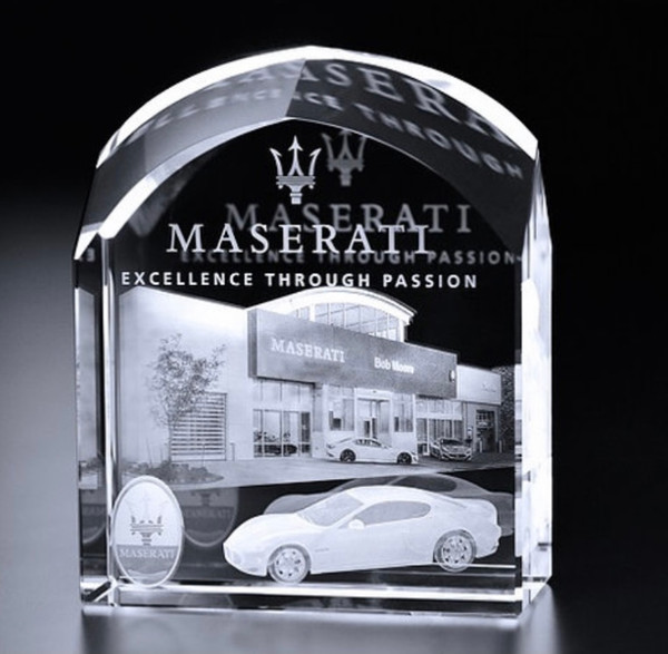 3D Crystal Barrington Award | Custom Laser Etched & Engraved Glass | Personalized Corporate Employee Recognition Appreciation Trophy