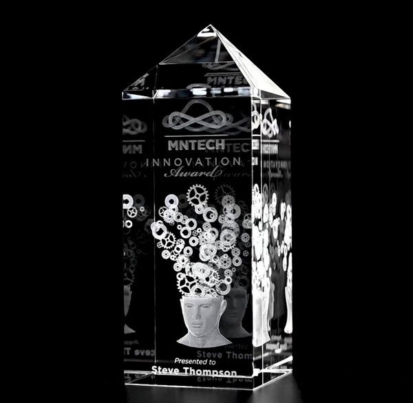 3D Crystal Berkley Award | Custom Laser Etched & Engraved Glass | Personalized Corporate Employee Recognition Appreciation Trophy