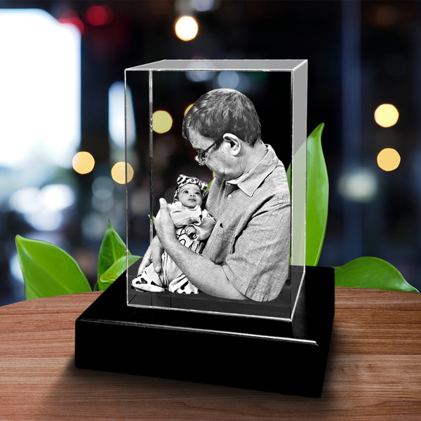 Personalized 3D Engraved Crystal Rectangle Cube Block Pic Personalized 3D Custom Glass Laser Etched & Engraved Crystal Cube Block Photo Picture Image Keepsake.