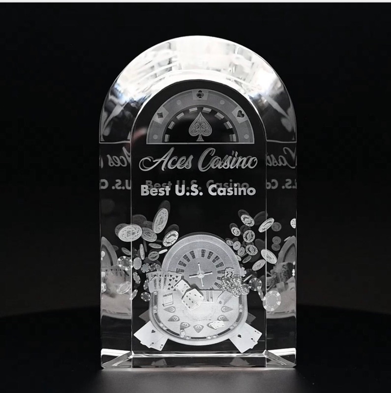 3D Crystal Loudoun Award | Custom Laser Etched & Engraved Glass | Personalized Corporate Employee Recognition Appreciation Trophy