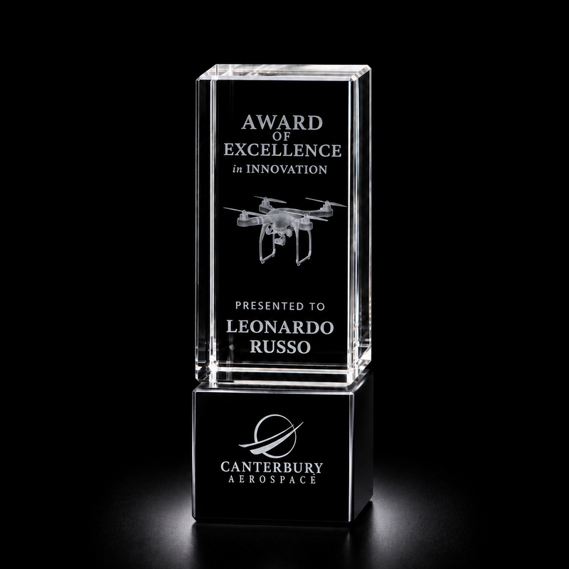 3D Crystal Oakley Sable Award | Custom Laser Etched & Engraved Glass | Personalized Corporate Employee Recognition Appreciation Trophy