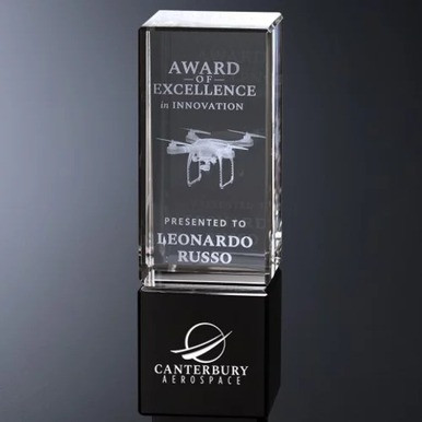 3D Crystal Oakley Sable Award | Custom Laser Etched & Engraved Glass | Personalized Corporate Employee Recognition Appreciation Trophy