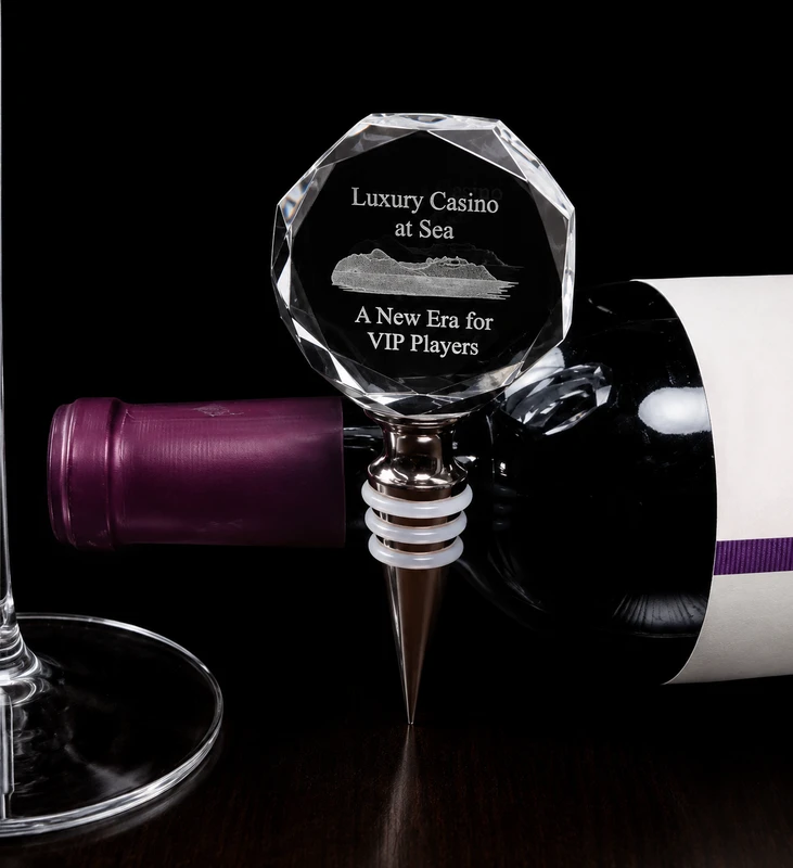 Engraved Crystal Octagon Wine Stopper