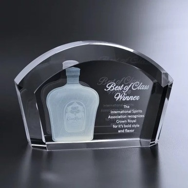 3D Crystal Penfield Award | Custom Laser Etched & Engraved Glass | Personalized Corporate Employee Recognition Paperweight Trophy