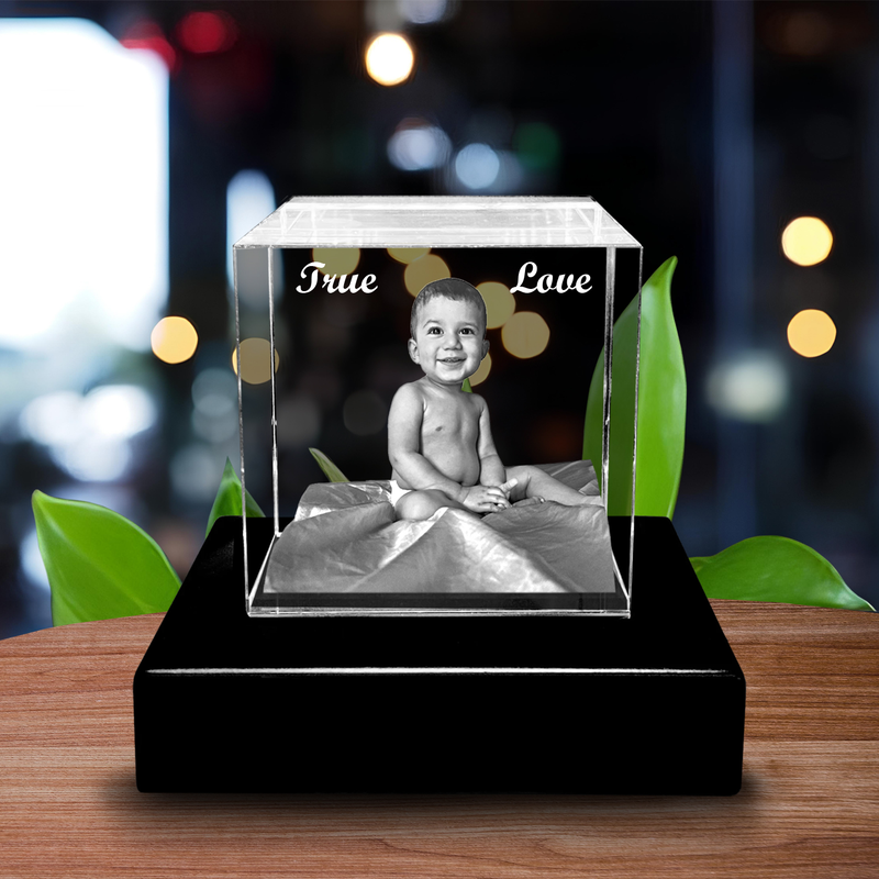Personalized 3D Engraved Crystal Cube Block Pic Personalized 3D Custom Glass Laser Etched & Engraved Crystal Cube Block Photo Picture Image Keepsake.