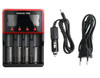 Battery Charger for 13450 14500 16500 18350 18500 AA AAA w/Euro AC Cord & Car