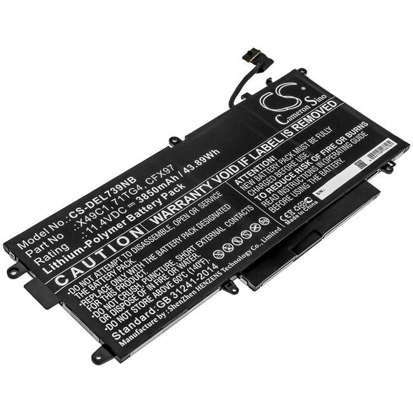 Battery for DELL Latitude 5289 2-in-1 7390 71TG4 CFX97 X49C1 CS-DEL739NB 11.4v