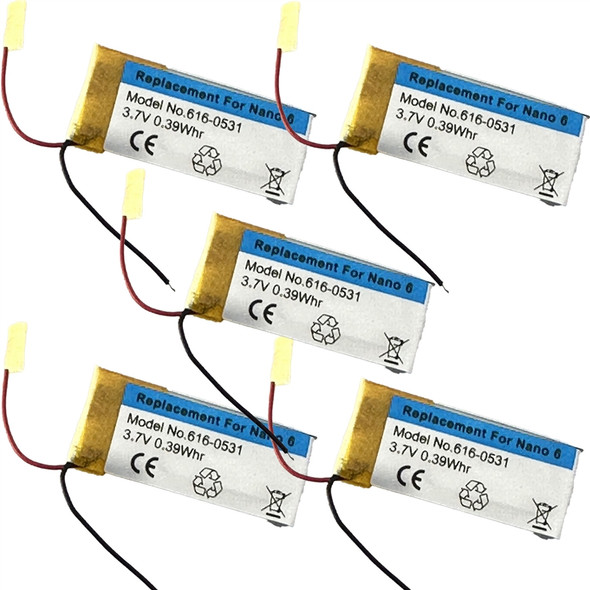 5-Pack Battery for Apple iPod Nano 6th Gen A1366