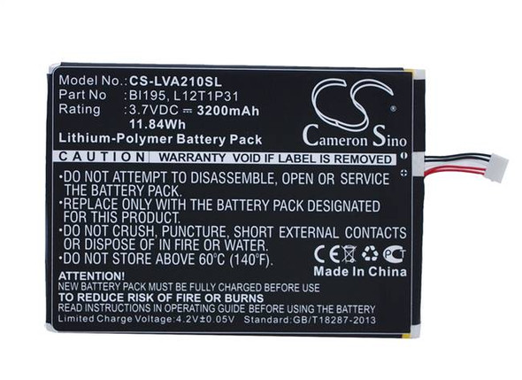 Battery for Lenovo A2 A2107 A2207 R6907 BL195 L12T1P31 Tablet CS-LVA210SL 3200mA