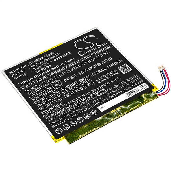 Battery for Verizon Ellipsis 10 HD inch 32GB 4G QTAXIA1 MLP2678135-2P Tablet