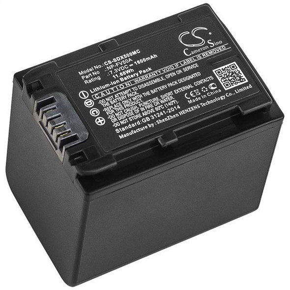 Battery for Sony FDR-AX33 FDR-AX40 FDR-AX45 FDR-AX53 HDR-PJ675 NP-FV50A 1600mAh