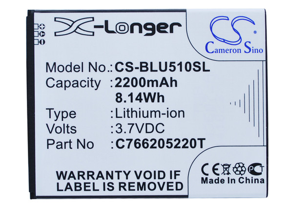 Battery for BLU D550 D550A D551A Studio 5.3 II C766205220T Mobile CS-BLU510SL