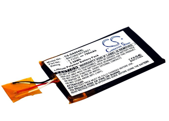 Battery for Creative Zen Wav BAC0603R79921 Player