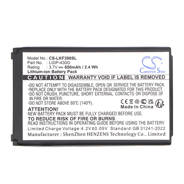 Battery for LG GU230 KF390 KF757 LGIP-430G Mobile SmartPhone CS-LKF390SL 3.7v