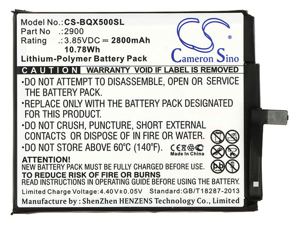 Battery for BQ Aquaris X5 Cyanogen Edition 2900 Mobile SmartPhone CS-BQX500SL