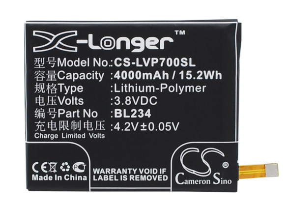 Battery for Lenovo A5000 DUAL P70t VIBE P1m BL234