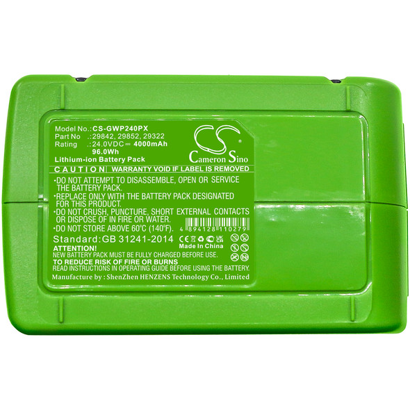 Battery for Stiga Alpina 270401020 BT 4024 GreenWorks 24V G24X2UC2 G24B2 29842