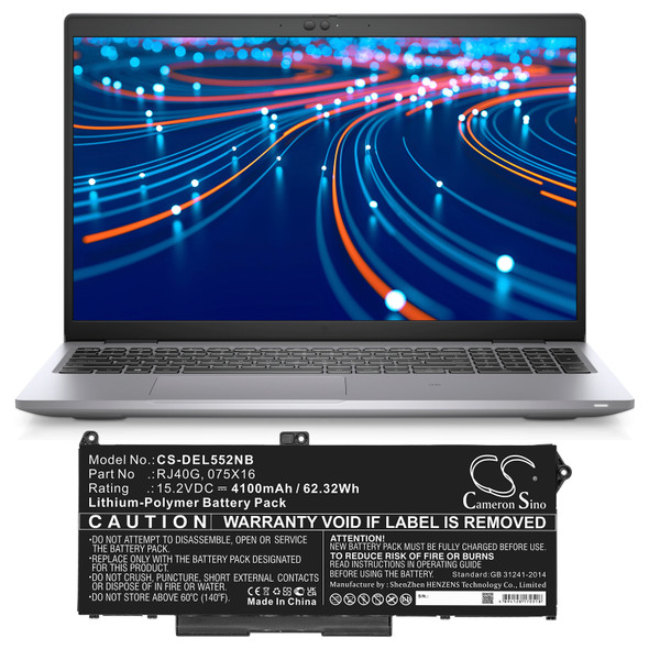 Battery for 075X16 RJ40G 4MTF7 Dell Precision 3560 Latitude 15 5420 5520 F3T9T