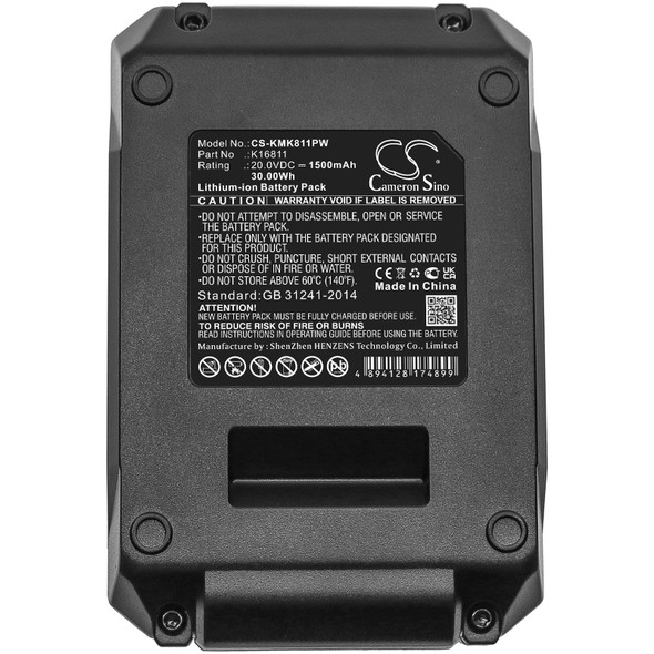 Battery for K16811 QM-6001 QM-T20 Kimo QM-3061B QM-4A6001 QM-23802 QM-3602B 20V