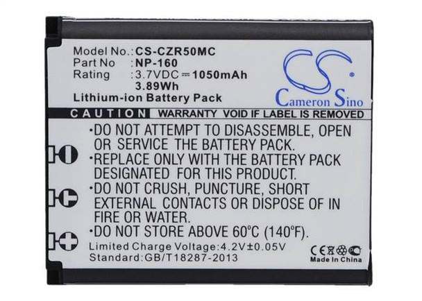 Battery for Casio Exilim EX-FC500 EX-ZR50 EX-ZR55 EX-ZR60 EX-ZS220 NP-160 1050mA