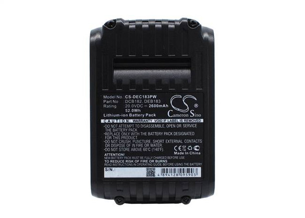 Battery for Dewalt DCD740 DCD780 DCF885 DCS393 DCB182 DCB183 DCB184 20V 2600mAh