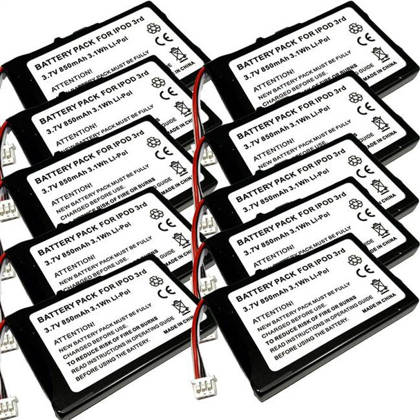 10-Pack lot set of Battery for Apple iPod 3rd 3 Gen 616-0159 M8976 M9244 NEW