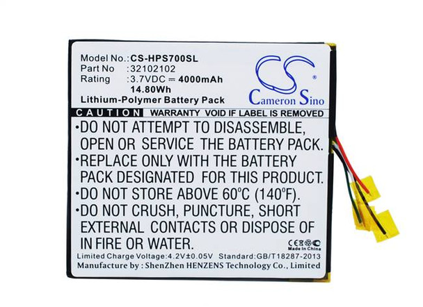 Battery for HP Slate 7 Extreme 32102102 Tablet CS-HPS700SL 3.7v 4000mAh 14.80Wh