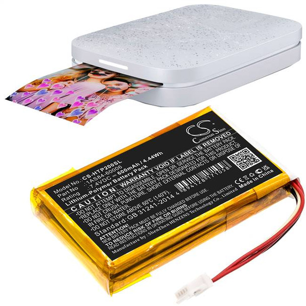 Battery for HP Sprocket 200 1AS84-60006 Photo Printer CS-HTP200SL 600mAh 4.44Wh