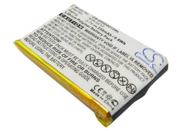 Battery for Apple iPOD Shuffle MB226LL/A MB228LL/A 616-0212 MB519LL/A MP3 250mAh