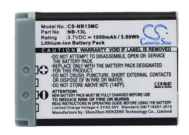 Battery for Canon PowerShot M2 G5X G7X II M3 MARK 2 G9X SX620HS SX720HS NB-13L