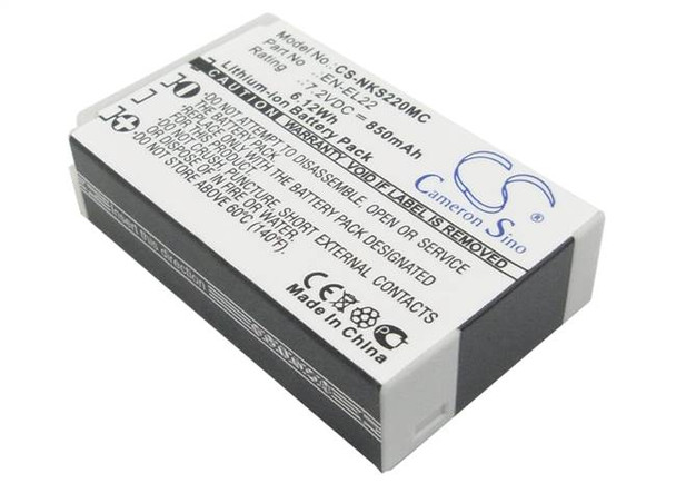 Battery for Nikon 1 J4 S2 EN-EL22 ENEL22 Camera CS-NKS220MC 7.2v 850mAh 6.12Wh