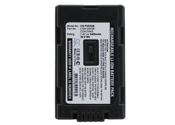 Battery for Panasonic AG-DVX100 CGA-D54 CGA-D54S CGP-D54S CGR-D54S 5400mAh