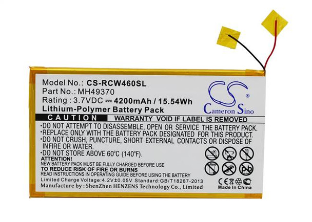 Battery for RCA 10" RCT6203W46 MH49370 Tablet CS-RCW460SL 3.7Vv 4200mAh 15.54Wh