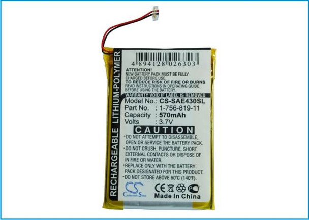 Battery for Sony NW-E435 NWZ-E436 NWZ-E438 SOK-NWZ-E435F(B) 1-756-819-11 Walkman