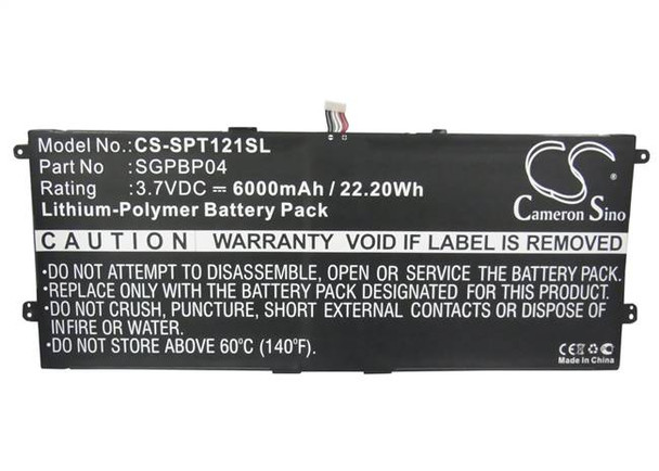 Battery for Sony GPT121 SGPT121US/S Tablet S SGPBP04 CS-SPT121SL 6000mAh 22.20Wh Battery for Sony GPT121 SGPT121US/S Tablet S SGPBP04 CS-SPT121SL 6000mAh 22.20Wh