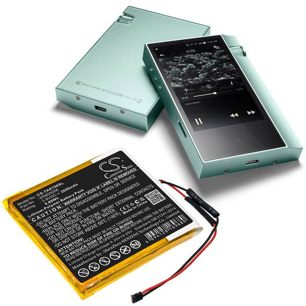 Battery for Astell&Kern AK70 SR605056 Media Player CS-TAK700SL 2600mAh 9.88Wh