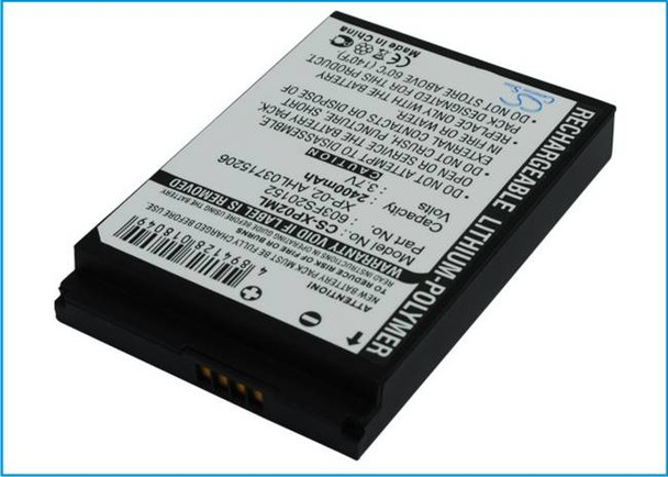 Battery for O2 XDA Apollo Atom Life XP-02 Pocket PC PDA CS-XP02ML 2400mA w/cover
