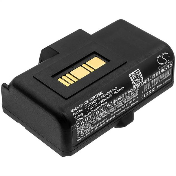 Battery for Zebra RW220 RW320 AK18026-002 CT17497-1 Printer CS-ZRW220BL 2600mAh