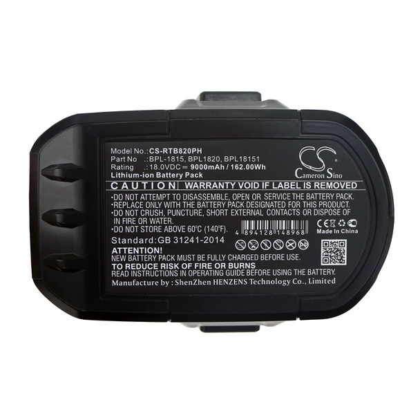 Battery for Ryobi P102 P108 BPL-1815 P104 P103 P193 P194 ONE+ 18 18V 9000mAh