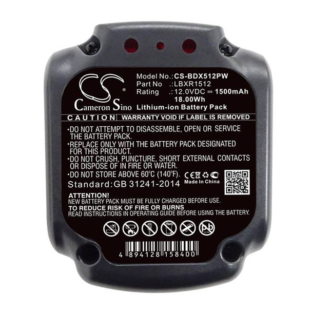 Battery for Black & Decker BDCD112 BDCD12 BDCDD12K BLA12L-0608-1 LBXR1512 1500mA