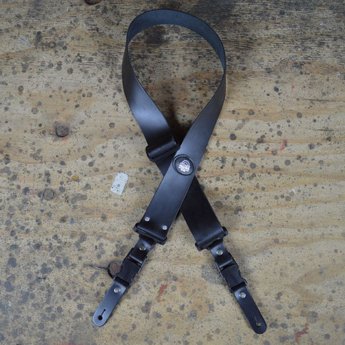 Clip Buckle Black Leather Guitar Strap