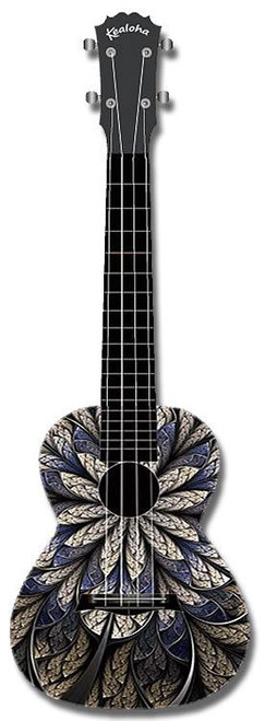 Kealoha "Dungeon Flower" Design Concert Ukulele With Black Abs Resin Body